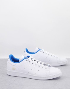 Белые кроссовки с синей отделкой adidas Originals Stan Smith-Белый