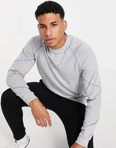 Серый свитшот с высоким воротником и контрастной строчкой от комплекта Jack & Jones Core