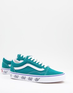 Зеленые кроссовки с принтом Vans Old Skool Sidewall-Зеленый цвет