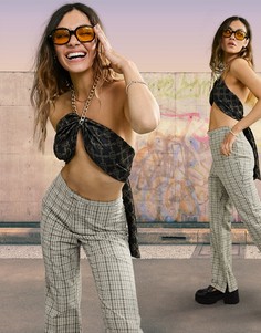 Суперукороченный топ с монограммой и цепочкой через шею ASOS DESIGN-Черный цвет