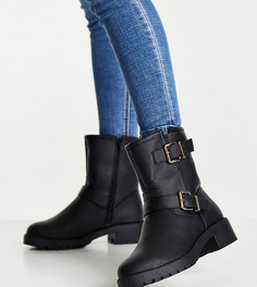 Черные походные ботинки для широкой стопы ASOS DESIGN Amber-Черный цвет