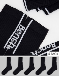 Набор из 5 пар черных спортивных носков Bench Medine-Черный цвет