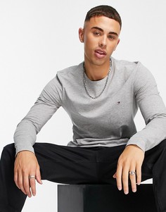 Серый лонгслив узкого кроя Tommy Hilfiger