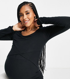 Черная футболка с длинными рукавами Mamalicious Maternity-Черный цвет Mama.Licious