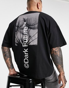 Черная майка в стиле oversized с графическим принтом и логотипами ASOS Dark Future-Черный