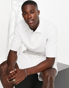 Белая oversized-поло от комплекта в рубчик Topman-Белый