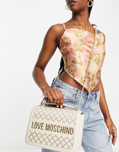 Сумка на плечо цвета слоновой кости с имитацией стеганой фактуры и логотипом Love Moschino-Белый