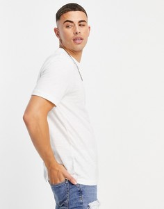 Белая зауженная футболка из меланжевого трикотажа River Island-Белый