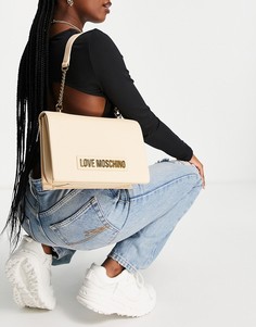 Бежевая сумка через плечо с логотипом Love Moschino-Светло-бежевый цвет