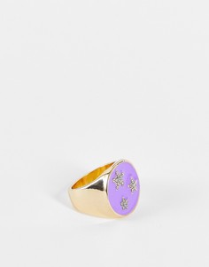 Кольцо с ярко-фиолетовой эмалью и звездами DesignB London-Фиолетовый цвет