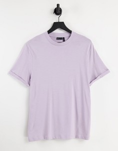 Сиреневая футболка из органического материала с отворотами на рукавах ASOS DESIGN-Фиолетовый цвет