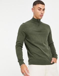 Джемпер цвета хаки с воротником-стойкой на короткой молнии Burton-Зеленый цвет