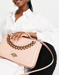 Бежевая сумка на плечо с цепочкой Love Moschino-Светло-бежевый цвет