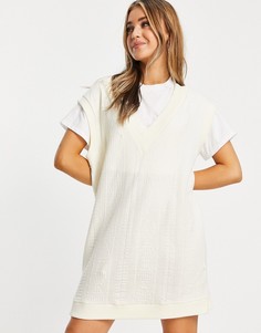 Кремово-белое платье «2 в 1» в стиле регби ASOS DESIGN-Белый