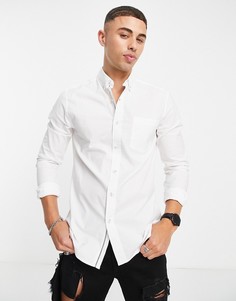 Белая оксфордская рубашка облегающего кроя из эластичной ткани Topman-Белый