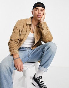 Светло-коричневая вельветовая рубашка навыпуск Topman-Светло-бежевый цвет