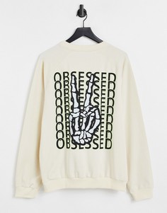 Свитшот с круглым вырезом и принтом "Obsessed" Bolongaro Trevor Sport-Серый