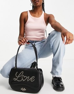 Черная сумка на плечо с логотипом-надписью Love Moschino-Черный цвет