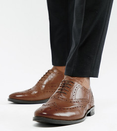 Светло-коричневые кожаные броги для широкой стопы ASOS DESIGN-Коричневый цвет