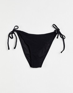 Черные плавки бикини из жатой ткани с высокой посадкой на бедрах Missguided-Черный цвет Topshop