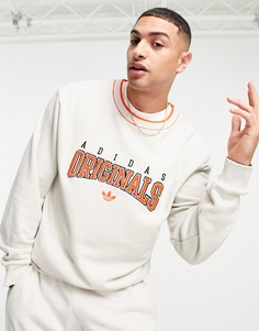 Бежевый свитшот с логотипом adidas Originals Retro Revival-Светло-бежевый цвет