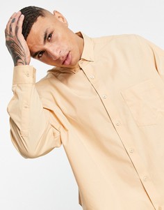 Бежевая рубашка extreme oversized в винтажном стиле ASOS DESIGN-Коричневый цвет
