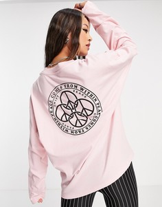 Розовый расклешенный лонгслив с принтом "Peace comes from within" Topshop-Розовый цвет