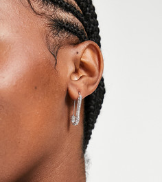 Серьги в виде английской булавки с покрытием из серебра и со стразами ASOS DESIGN-Серебряный