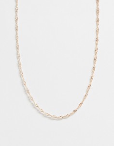 Золотистое ожерелье-цепочка перекрученного плетения Topshop-Золотистый