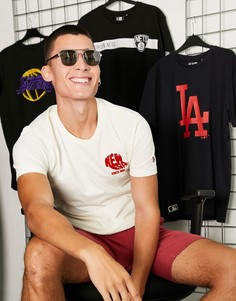 Белая футболка с набивкой флок New Era Heritage-Белый