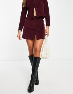 Бархатная юбка ягодного цвета с запахом от комплекта ASOS DESIGN-Фиолетовый цвет