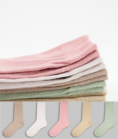 Набор из 5 пар носков нейтральных оттенков ASOS DESIGN-Разноцветный