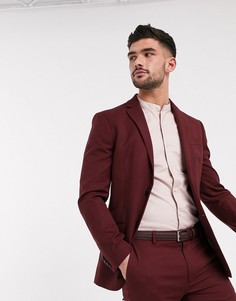 Бордовый однобортный пиджак зауженного кроя Topman-Красный