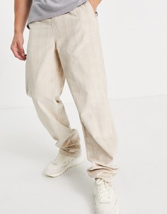 Свободные вельветовые брюки в клетку ASOS DESIGN-Светло-бежевый цвет