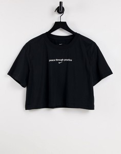 Черная футболка с короткими рукавами и графическим рисунком Nike Yoga-Черный цвет
