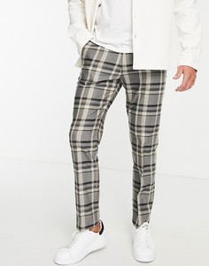 Светло-бежевые прямые брюки в клетку Topman-Светло-бежевый цвет