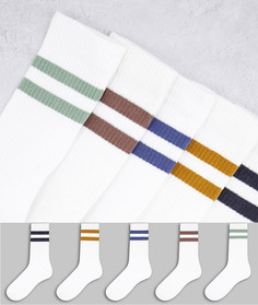 Набор из 5 пар белых носков с цветными полосками New Look-Белый