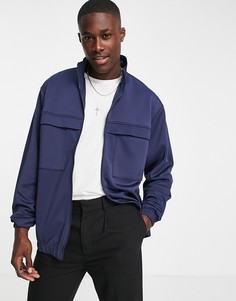 Темно-синяя куртка с карманами на груди ASOS DESIGN-Темно-синий