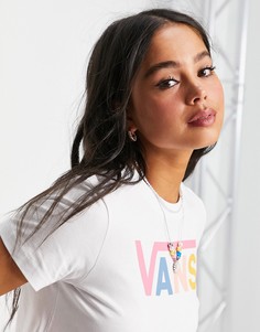 Белая футболка с разноцветным логотипом Vans Flying V-Белый