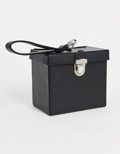 Фактурная черная сумка в форме коробки из искусственной кожи с ручкой ASOS DESIGN-Черный цвет