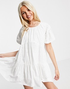 Белое платье мини с открытой спиной и объемными рукавами Urban Revivo-Белый