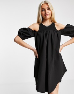 Черное платье мини с открытыми плечами Urban Revivo-Черный цвет