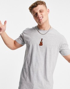 Футболка с вышивкой Скуби-Ду серого меланжевого цвета-Серый Poetic Brands