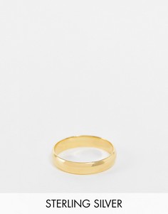 Покрытое 14-каратным золотом серебряное кольцо на мизинец ASOS DESIGN-Золотистый