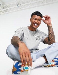 Серая футболка с вышивкой Bershka-Серый
