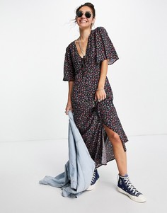 Платье макси с расклешенными рукавами и цветочным принтом Vila-Multi