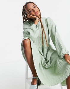 Зеленое ярусное платье с присборенной юбкой Vila-Зеленый цвет