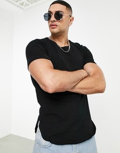 Черная футболка с необработанным краем Bershka-Черный цвет
