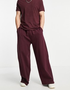 Бордовые oversized-джоггеры с широкими штанинами от комплекта ASOS DESIGN-Красный