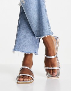 Серебристые сандалии с двойным трубчатым ремешком Topshop Polly-Серебряный
